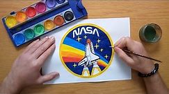 How to draw a NASA logo - NASA Space Shuttle mission logo