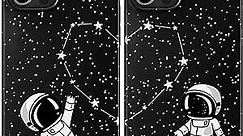 Cavka Matching Phone Cases Compatible with - iPhone 12 Pro - iPhone 12-6.1 inch for Couples Best Friends Cover Cute Astronauts BFFs Space Anniversary for Him Her Boyfriend Girlfriend Galaxy Bestie