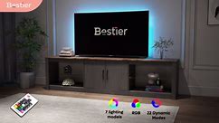 Bestier 70 in. Wash White TV Stand Fits TV's Up to 75 in. LED Entertainment Center with Adjustable Shelves and Cabinet T108I-WSW