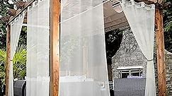 BONZER Sheer Outdoor Curtains for Patio Waterproof - 2 Panels Grommet Indoor Voile Sheer Curtains for Living Room, Bedroom, Porch, Pergola, Cabana, 54 x 84 inch, Beige