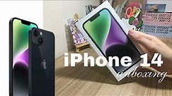 iPhone 14 ‘midnight’ (black) 128 gb aesthetic (?) unboxing + phone accessories from lazada
