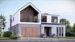 Narrow Scandinavian Farmhouse | 4-Bed + Den, 4-Bath | 48’-6” W x 73’-0” D