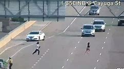 2 captured on camera trying to evade police, crossing I-35E in St. Paul