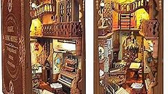 Book Nook Kit, DIY Booknook LED Dollhouse Miniature Kit Shelf Insert 3D Wooden Puzzle Bookend Decor Alley with Led Light Crafts for Adults and Teens to Build-Creativity Gift