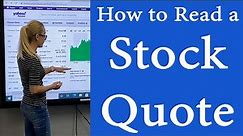 How to read a Stock Quote - Stock Market investing for beginners - The Stock Quote 2022