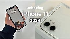 iPhone 11 Unboxing in 2024 (white) 128gb 📦 aesthetic setup & accessories plus camera test