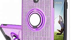 YmhxcY S4 Case,Galaxy S4 Case with HD Phone Screen Protector, 360 Degree Rotating Ring & Bracket Dual Layer Resistant Back Cover for Samsung Galaxy S4-ZH Purple