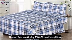 Ruvanti Flannel Sheets Queen Size - 100% Cotton Brushed Bed Sheet Sets - Deep Pockets 16 inches (Fits up to 18") - All Seasons Breathable & Super Soft - Warm & Cozy - 4 Pcs - Solid green