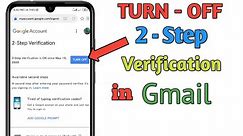 Turn Off 2 Step Verification in Gmail Account