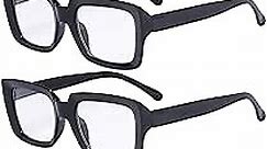 Eyekepper 4 Pack Stylish Eyeglasses Women - Oversized Square Eyewears Black