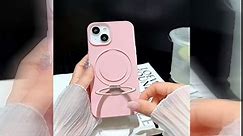 Designed for iPhone 13 & 14 Case with Magnetic Invisible Stand Compatible with MagSafe Military Drop Tested Shockproof Siliconee Phone Cases for Women Men (iPhone 13/14, Pink)