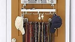 Longstem Organizers Men’s Hanging Tie Organizer Rack Over the Door/Wall, Closet # 9300 in White 43 Hooks for Men’s Organization-Patented