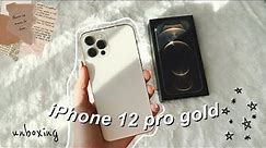 iPhone 12 pro gold AESTHETIC UNBOXING 📦 + accesories & set up | Darlen Am