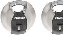 Master Lock Magnum Heavy Duty Stainless Steel Discus Padlock with Key, Keyed Alike, 2 Count (Pack of 1)