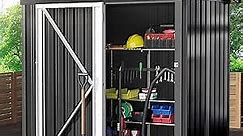 DWVO Outdoor Storage Shed 5 x 3FT, Heavy Duty Metal Tool Sheds Storage House with Singe Lockable Door & Air Vent for Garden, Patio, Lawn to Store Bike, Garbage Can, Lawnmower, Waterproof, Dark Gray