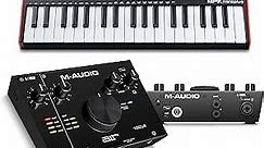 AKAI Professional Recording Studio Package - MPK Mini Plus USB MIDI Keyboard Controller and M-Audio AIR 192I4 Audio Interface with Production Software