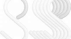 Mt.Jun 6-Pack Secure & Quiet Plastic S Hooks, Flexible Neck for Easy Twist & Lock, Completely Rust-Free, Holds up to 5 lbs, White, Small (2.4 inch)