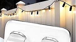 Hooks for Outdoor String Lights Clips: 26Pcs Heavy Duty Light Hook with Waterproof Adhesive Strips - Outside Clear Cord Holders for Hanging Christmas Lighting - Outdoors Sticky Clip