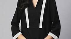Buy Marks & Spencer Linen Cotton Mandarin Collar Lace Detail Tunic -  - Apparel for Women