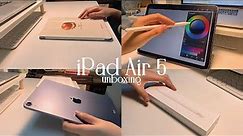 iPad Air 5 Purple 2022 Unboxing | apple pencil + accessories 📦
