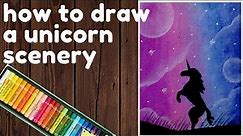 how to draw a unicorn scenery step by step | for kids and beginners | easy tutorial unicorn scenery