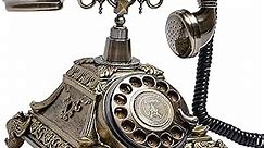 Retro Vintage Antique Resin Telephone,Old Fashion Home Rotary Phones with Mechanical Ringer (Gold)