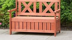Brown Wooden Outdoor Storage Bench - Bed Bath & Beyond - 8947649