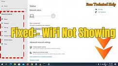 How to fix WiFi Not Showing in Settings On Windows 10 | How to fix Missing WiFi on Taskbar