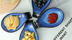 Nihow 8 Inch Ceramic Dessert Plates: Dinner plates set of 4 - Stable Appetizer Plates - Scratch Resistant Dinner/Salad/Serving Plates- - Elegant Black & Blue