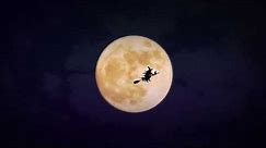 Halloween Motion Background, Full Moon, Flying Witch, Loop Background Video