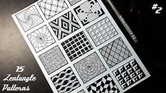 How to Draw Zentangle Patterns | Guide for Beginners | 15 Zentangle Patterns | Part 2 | Tutorial