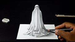 How to Draw a 3D Ghost - Pencil Drawing