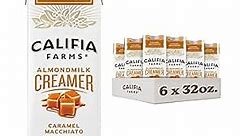 Califia Farms - Caramel Macchiato Almond Milk Coffee Creamer, 32 Fl Oz (Pack of 6), Shelf Stable, Dairy Free, Plant Based, Vegan, Gluten Free, Non GMO, Almond Creamer