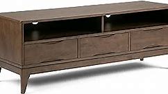 SIMPLIHOME Harper SOLID WOOD Universal TV Media Stand, 60 Inch Wide,Industrial, Living Room Entertainment Center, Storage Shelves and Cabinets, For TVs up to 70 Inches in Walnut Brown