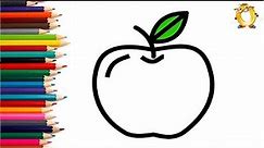 How to draw an apple. Coloring page/Drawing and painting for kids. Learn colors.