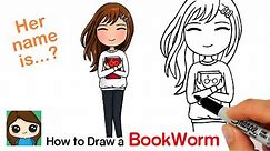 How to Draw a BookWorm Cute Girl Holding a Book