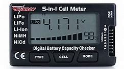 Tenergy 5-in-1 Battery Meter, Intelligent Cell Meter Digital Battery Checker/ Balancer for LiPo / LiFePO4 / Li-ion/NiCd/NiMH Battery Packs