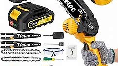 tietoc Mini Cordless Chainsaw, 6 Inch Handheld Chain Saw With Security Lock [Seniors Friendly], Battery Powered Super Saws With Manganese Steel Chain & Automatic Oiler, UPGRADE 2023