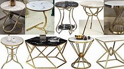 Metal frame marble top coffee table and side table designs as metal furniture ideas