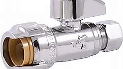 SharkBite 1/2 x 3/8 Inch Compression Straight Stop Valve, Quarter Turn, Push to Connect Brass Plumbing Fitting, PEX Pipe, Copper, CPVC, PE-RT, HDPE, 23037-0000LF