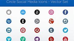Circle Social Media Icons Vector Set