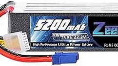 Zeee 6S Lipo Battery 5200mAh 22.2V 100C Soft Pack Lipos with EC5 Connector RC Battery for RC Car Truck Airplane Helicopter Quadcopter Boat