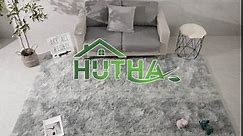 Hutha 4x6 Large Area Rugs for Living Room, Super Soft Fluffy Modern Bedroom Rug, Tie-Dyed Light Grey Indoor Shag Fuzzy Carpets for Girls Kids Nursery Room Home Decor