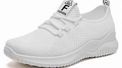 HOBIBEAR Running Shoes Women Arch Support Workout Sneakers Lace up Tennis Shoes White US 6.5