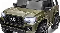 ENYOPRO 12V Kids Ride on Car with Remote Control, Official Licensed Toyota Tacoma Battery Powered Electric Car for Kids, Kids Electric Vehicles with AUX/FM/USB, LED Lights, Suspension System (Green)