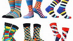 WAZATE Mens Colorful Dress Socks Funky Novelty Casual Socks