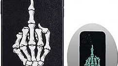 X spirit Skull Case for iPhone 12 Pro Max, Skeleton Design, Cool Edgy Goth Gothic Emo Style, Middle Finger, Glow in The Dark (iPh 12 Pro Max-Middle Finger)