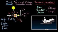 Cells, EMF, terminal voltage & internal resistance | Electric current | Physics | Khan Academy