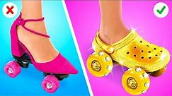 🛼I MADE COOL SHOES WITH WHEELS! Rich vs Broke Students⚡️ Amazing Clothes Hacks & Tips by 123 GO!