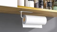 Paper Towel Holder - Self-Adhesive or Drilling, White Wall Mounted Paper Towel Rack Under Cabinet for Kitchen, Upgraded Aluminum Kitchen Roll Holder - Lighter but Stronger Than Stainless Steel!